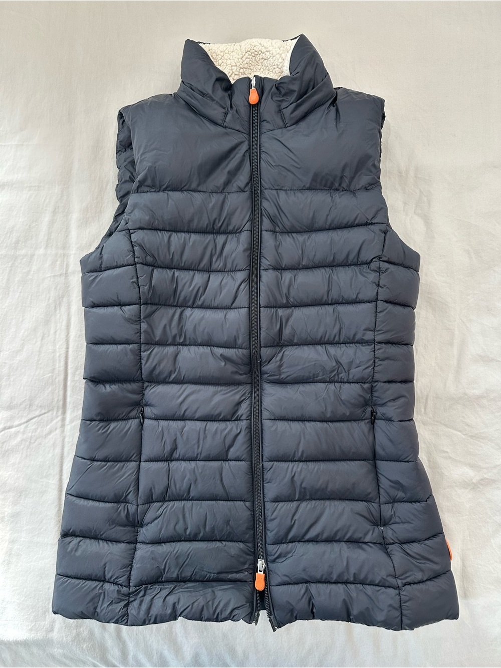 Save the Duck Black Quilted Puffer Vest with Sherpa Trim